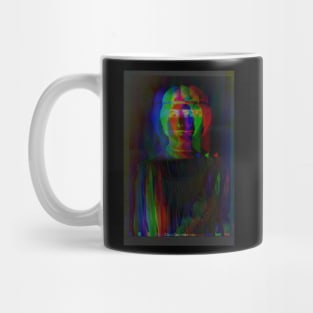 Dramabite Glitch art colourful rainbow woman portrait Mug